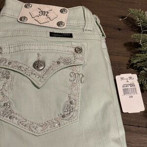 NWT S28 Miss Me Mint Green Embellished Jeans